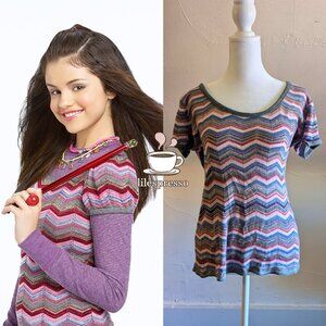 RARE y2k pointelle chevron top ASO alex russo wizards of waverly place (medium)
